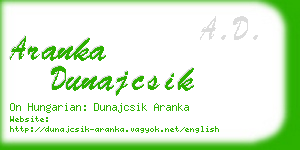 aranka dunajcsik business card